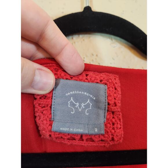 Anthropologie Vanessa Virginia Red Floral Bell Sleeve Silk Peasant Dress Size‎ 2 - Picture 5 of 8